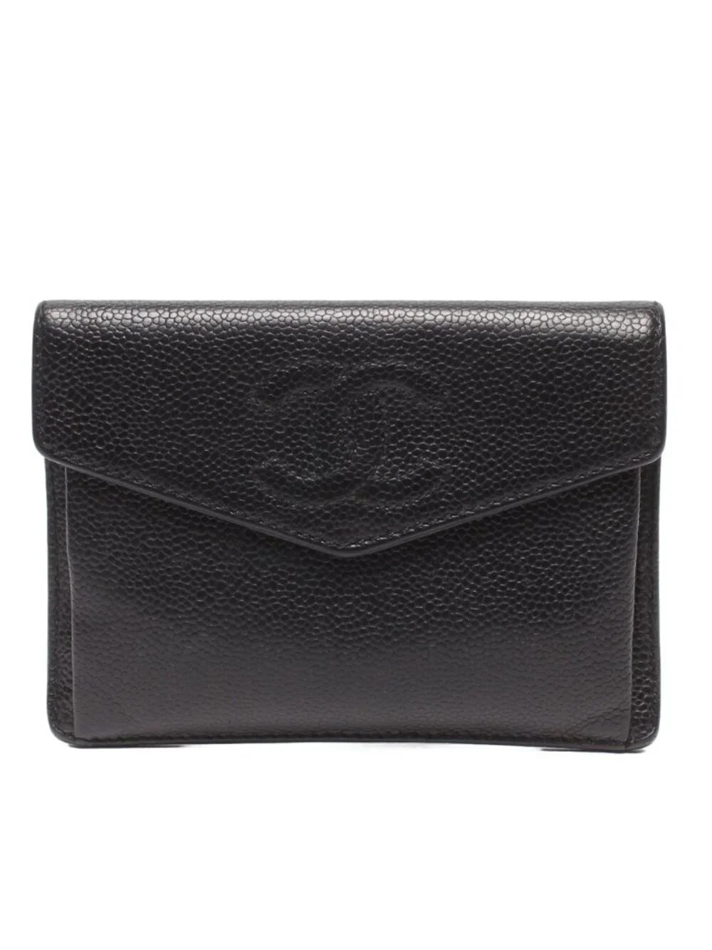 Chanel Coin Case Card Caviar Leather CC Logo Gold No 5